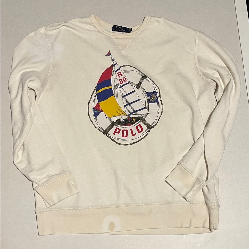 Polo by Ralph Lauren Cream Sailboat Graphic Sweater